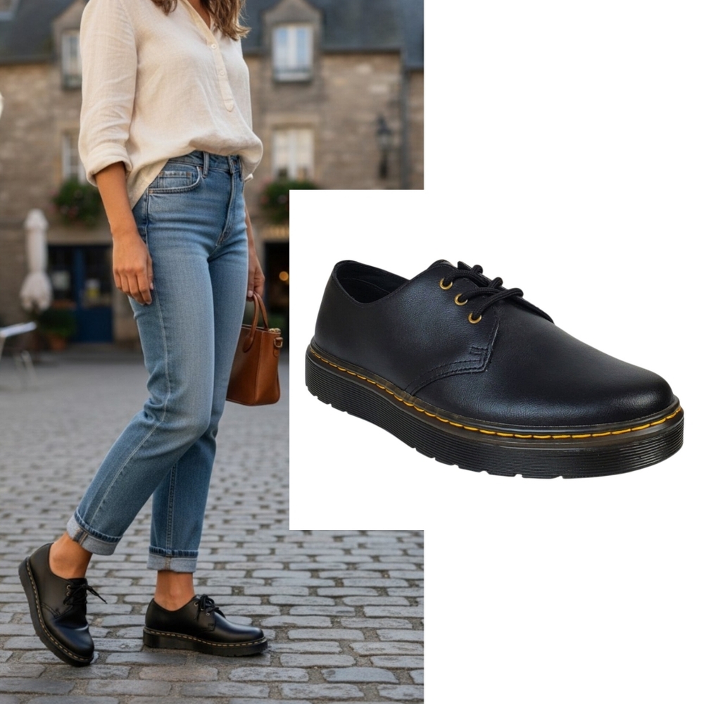 New Dr Martens Zavala lo oxfords shoes lace up black leather goth y2k grunge